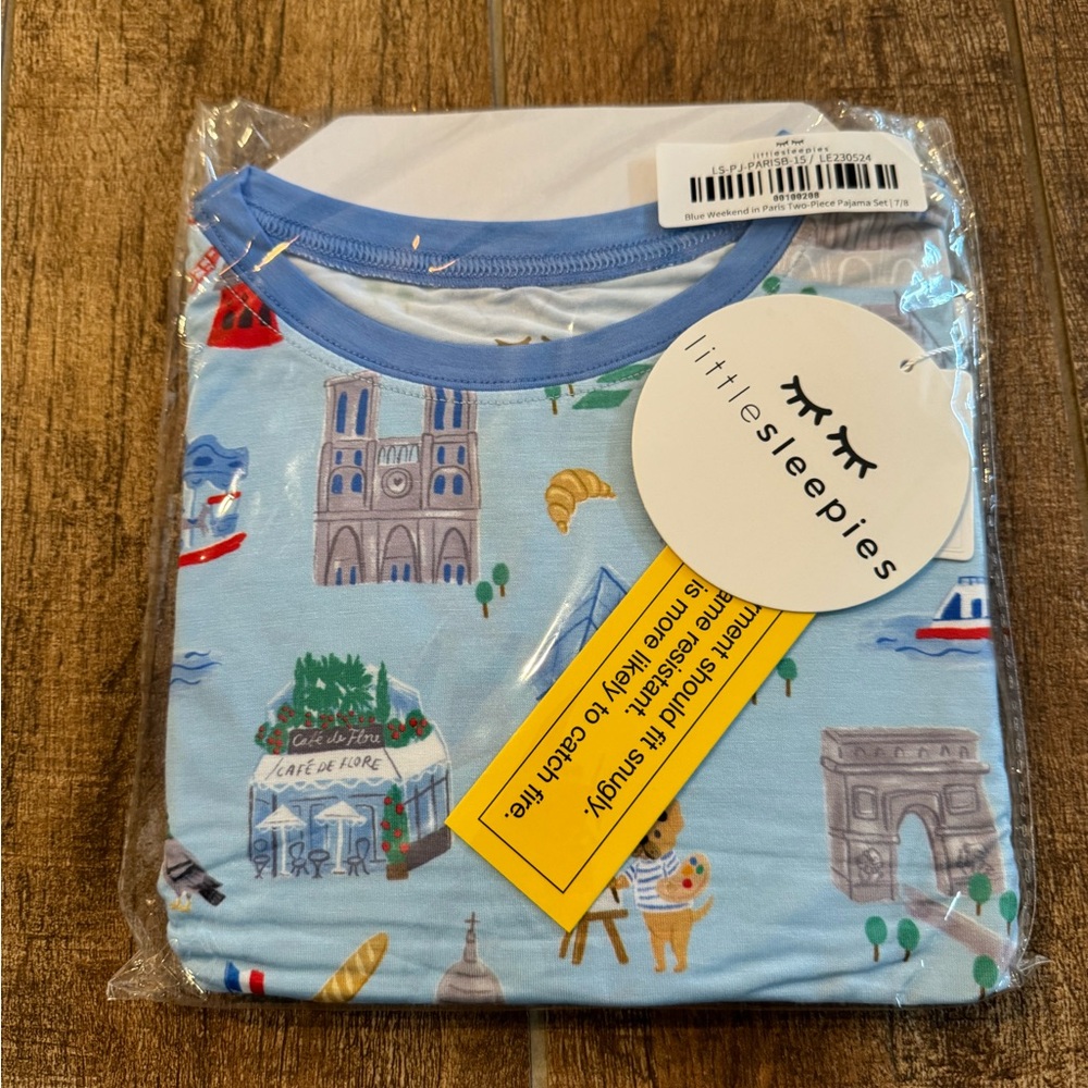 Little Sleepies Blue Weekend in Paris Two- Piece Pajama Set - 7/8
